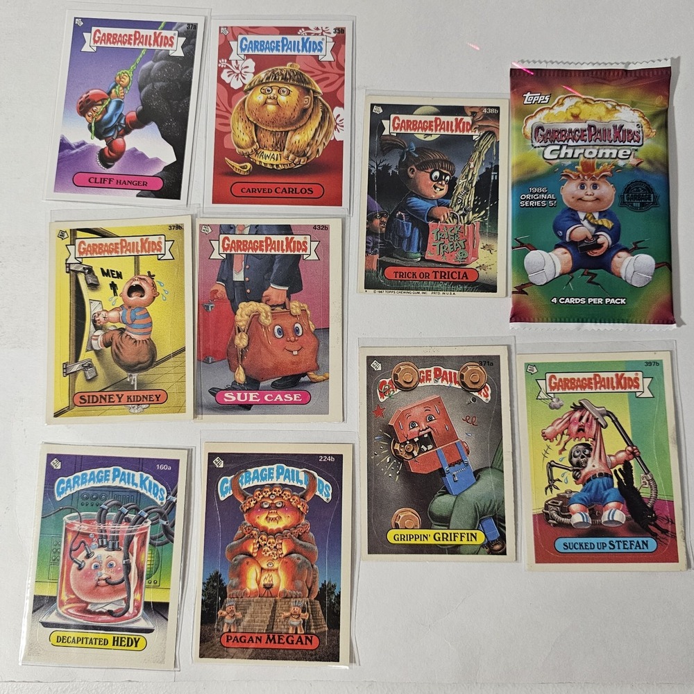 Garbage Pail Kids Lot of 9 Cards and Chrome Pack 1986 1987 2021 2022